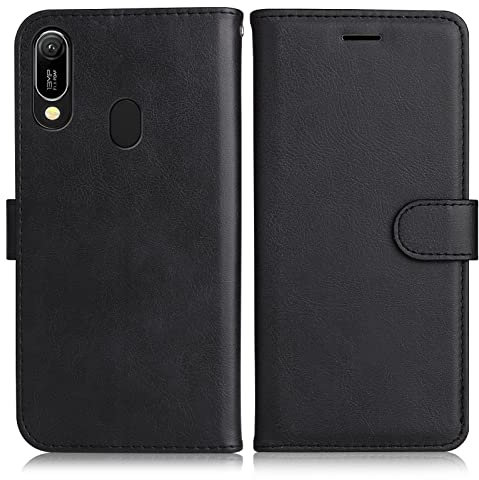 DENDICO Cover per Huawei Y6 2019 / Honor 8A, Premium Portafoglio PU Custodia in PU Pelle, Flip Libro TPU Bumper Caso per Huawei Y6 2019 / Honor 8A, Nero
