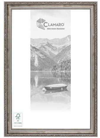 CLAMARO 'VIKTOR' Bilderrahmen Antik 90x120 Massivholz | Grau Silber | Shabby Chic Vintage Barock | Holzrahmen inkl. Acrylglas, Rückwand, Aufhänger (Querformat & Hochformat)