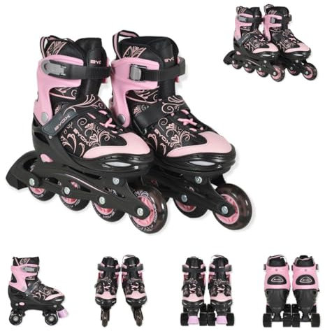 Byox Inliner 2 in 1 Double pink Rollschuhe, PU-LED-Räder, Verschiedene Größen, Größen:Gr. 30-33
