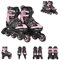 Byox Inliner 2 in 1 Double pink Rollschuhe, PU-LED-Räder, Verschiedene Größen, Größen:Gr. 30-33