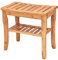COSTWAY Bamboo Shower Bench, 2-Tier Slatted Spa Bath Stool Shower Seat with Storage Shelf and Non-Slip Feet, Waterproof Bathroom Bathtub Shower Chair for Indoor or Outdoor, 47 x 25 x 44cm