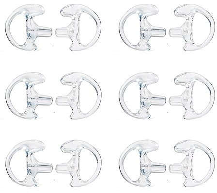 UAYESOK Replacement Earmold Soft Silicone Ear Buds Eartips for Motorola Kenwood Two Way Radio Air Acoustic Coil Tube Walkie Talkie Covert Earpiece Headset (Small*6, Transparent)