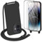 DiDaDi Handykette kompatibel mit iPhone 12 Mini Hülle,Handyband Necklace Hülle mit Band Handyhülle für zum Umhängen Silikon Case mit Schnur Schutzfolie und Kameraschutz in Schwarz