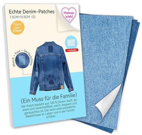 TransOurDream Jeans-Flicken zum Aufbügeln für Innen und Außen, 100% Denim Patches, Verschiedene Blautöne und Schwarz- 16 Stück Größe S (7,5 cm x 10,5 cm)(D-MixS-4)
