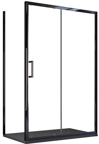 OLIMPO DOCCE - Box doccia due lati apertura scorrevole profili neri 6mm H195 AGATA - 70x100