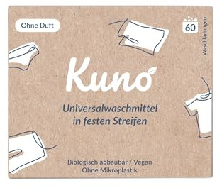Waschmittel Blätter Streifen - Nachhaltige Waschstreifen - Waschblätter - Einfache Aufbewahrung - 100% Vegan und optimal für Reisen und Urlaub - Eco (Duftfrei, 60 Stück (1er Pack))