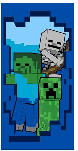 sarcia.eu Minecraft Baumwollbadetuch, dunkelblaues Badetuch 70x140 cm