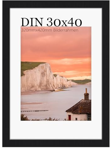 UHOUSEST Bilderrahmen 30x40, Fotorahmen 30x40 cm Bilder, schwarzes Holz Fotorahmen Matte und Plastikglas Tischplatte und Wandmontage, Posterrahmen elegantes klassisches Design