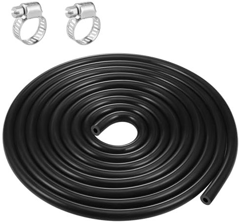 3 Metros Manguera de Silicona, ID 5MM Manguitos Silicona Coche de Alto Rendimiento, tubo Flexible 120PSI de Presión Máxima, Manguera de Silicona Negro con 2 Abrazaderas para Aire Agua(ID 5mm,OD 10mm)