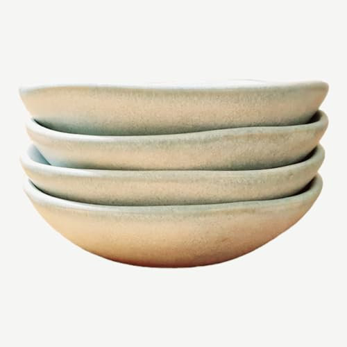 Set de 4 Platos Pequeños de Aperitivo - Platos de Cerámica Azul - Platitos de Pan - Cuencos para Salsas