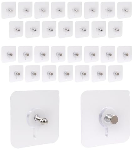 DBOO 30pcs Adhesive Picture Frame Hooks - Heavy Duty Sticky Hooks for Easy, Nail-Free Picture Hanging - Strong Adhesive Backing, Holds up to 5kg - Suitable for Glass, Metal, Wood