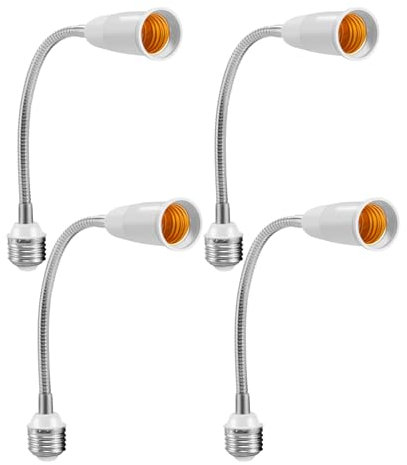 Yiahin E27 500MM Metall Verlängerung, E27 Lampenfassung Verlängerungsadapter, für Glühbirnen und Beleuchtungsdekorationen, 6er Set, 4er Set