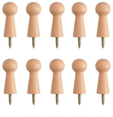 MOROBOR 10pcs Wooden Hooks Shaker Pegs, Towel Hook, Shelf Clip, Screw-On Solid Hook for Bathroom Towels, Doors, Stair Edges, Wardrobes