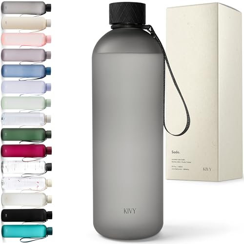 KIVY Tritan-Wasserflasche 1,5 Liter - Kohlensäure geeignet & Auslaufsicher - Für Sport, Schule & Büro - Trinkflasche 1,5 Liter - Sport Trinkflasche Gym - Wasserflasche Sprudel geeignet