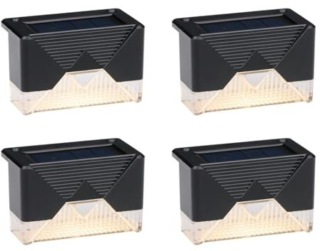 Grundig Gartenleuchten Solar 4er Pack - Solarleuchten für Terrassen- und Zaunbeleuchtung - Warmweißes Stimmungslicht - Gartenleuchte inkl. Befestigungsmaterial - 6-8 Stunden Akkulaufzeit