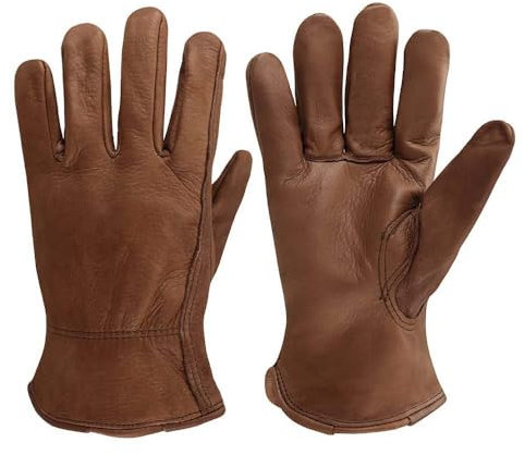 OLSON DEEPAK Arbeitshandschuhe aus Leder für Fahrer/Motorrad/Reiten/Hofarbeit/Farm-Weich und perfekte Passform für Herren und Damen (Retro, S)