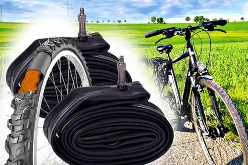 2X Selbstreparierender Fahrradschlauch 1.75-2.125 x 26 Zoll, 47/57-559 Pannensicher, Gel-Füllung Selbstdichtend, Fahrradventil DV 40mm, Pannenschutz unkaputtbar