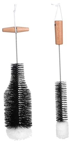 MOLUCKFU Fireplace Cleaning Brush Kit 2pcs Wire Round Chimney Brush Long Handle Improves Airflow Suitable for Wood and Pellet Stoves