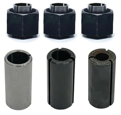 Eawfgtuw Collet and Nut Set for DW621 DW616 DW618 Routers, Metal Chuck Replacement Kit with Multiple Sizes 1/4 1/2 12mm, Reducer Sleeves for Improved Clamping Force and Tool Stability