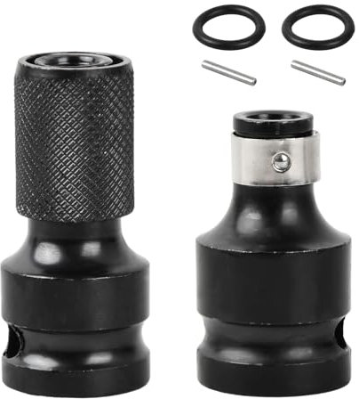 2 pcs Bit Bohrer Adapter, Bithalter Stecknuss Adapters Bohrfutter Satz, Schlagschrauber Zubehör set 1/2 Vierkantantantrieb auf 1/4 Sechskantschaft mit Stift+Gummiring für Ratschen Bohrmaschinen (C)
