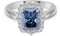 Skcess 18 Karat Weißgold Damen Ring Blau Moissanit Rechteck, Wedding Ring Blume mit 2ct Blauem Moissanit Ringe Frauen Größe 57 (18.1)