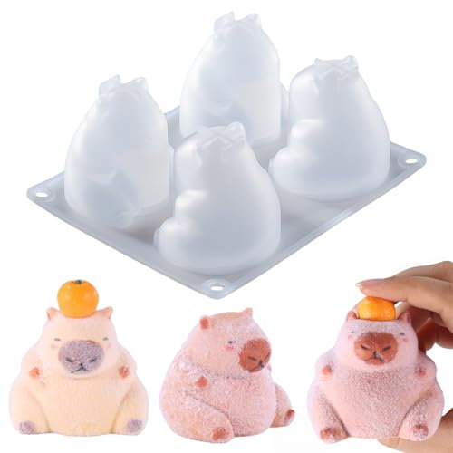 LET'S RESIN Capybara-Silikonformen für Taba-Quetsch-, Harzguss, müheloses Entformen für Stressabbau, DIY-Dekompression, Geschenk, Heimdekoration, 4 Stück