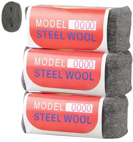 Laine D'acier, 3 Rouleaux 100g 0000 de Laine D'acier, 4 m Laine D'acier Fine, Nettoyage de Verre, pour le Remplissage de Trous et de Fissures, pour Ustensiles Cuisine
