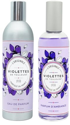 BERDOUES - Lot Violettes de Toulouse - Parfum Ambiance maison 100ml + Eau de parfum femme 100ml, Coffret cadeau femme, Made in France