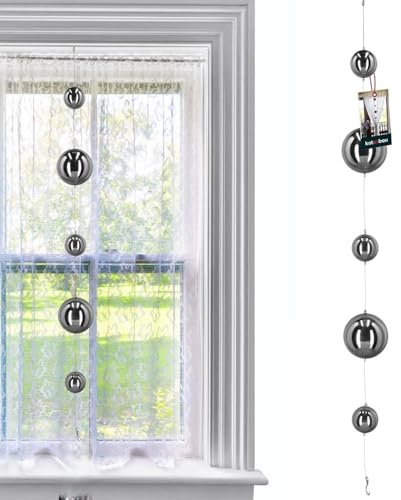 KOTARBAU® Deko Girlande Spiegeleffekt Silberne Stahlkugeln Ø 6 cm/Ø 10 cm Hochglanz Fensterdeko hängend modern Spiegelkugel Deko Girlande Fenster Mirrorball