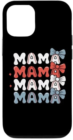 Mama Baseball Stitch Bow Mama Mama Case for iPhone 12/12 Pro