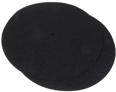 Schallplattenschutzmatten aus Filz für Plattenspieler Schwarz | Antistatisch, Laufgeräusche und Unebenheiten, Zubehör für Vinylplatten, 2 Stück