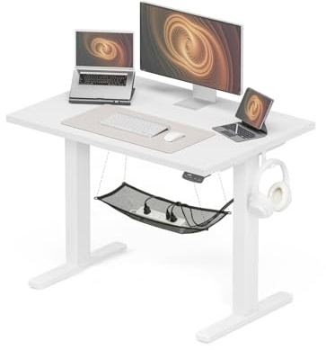Acrolix Höhenverstellbarer Schreibtisch 100x60 cm,Stabiler Computertisch mit Kabelmanagement, Elektrischer Schreibtisch mit Memory Funktion, 80kg Tragkraft, Bürotisch für Homeoffice Weiß
