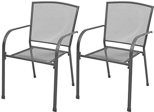HaoChrymec Stapelbare Gartenstühle 2 STK. aus Stahl mit E- und Pulverbeschichtung, Metallnetz-Design, Rost- und Witterungsbeständig, Gartenmöbel Set, Balkon Stuhl, 55 x 61 x 87 cm