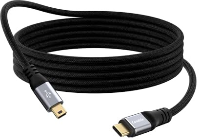 Câble USB C vers mini USB de 3 m, câble de charge rapide de type C vers Mini B compatible avec GoPro Hero 3+, manette PS3, lecteur MP3, caméra embarquée, GPS Garmin Nuvi, appareil photo, récepteur GPS
