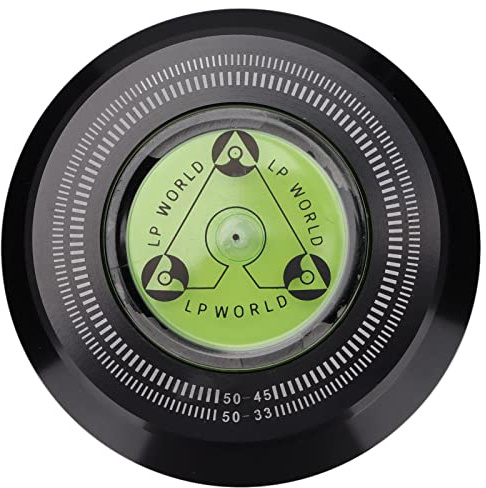 Yechiry Estabilizador de Discos de Aluminio, Abrazadera de Disco Giratoria Retro con Nivelación de Burbujas, Ideal para Tocadiscos de 50 Hz (Black)