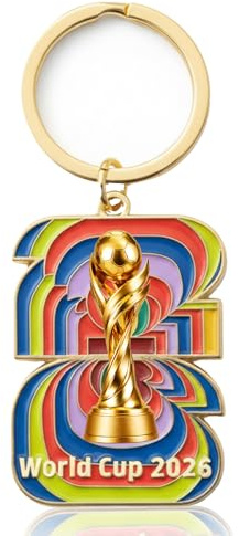YUNLIJIA World Football 2026 Championship Cup Keychain Football Gifts for Boys Golden Contours World Trophy And Vibrant Enamel Designs men's Rucksack or Key Accessories gifts for Enthusiasts