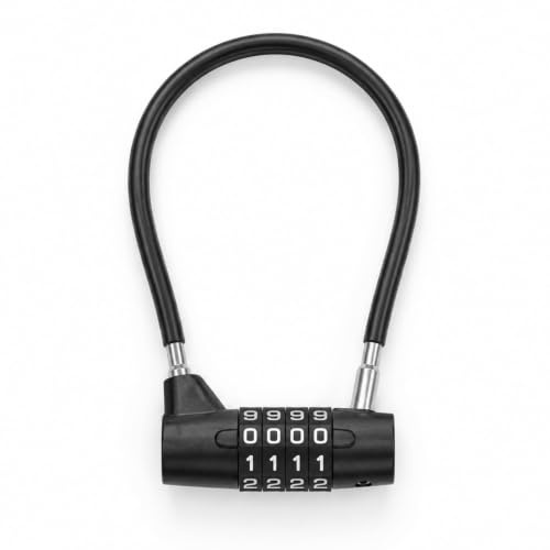 4 Digit Combination Padlock Long Shackle Cable Lock | Steel Cable Rope Safety Lock Resettable Cabinet Handle Padlock Outdoor Waterproof Code Padlocks for Gym Locker, Shed, Fences