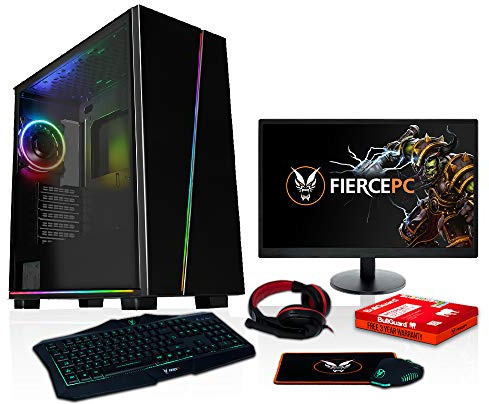 Fierce CHEETAH High-End RGB Gaming PC - 4.9GHz Octa-Core Intel Core i7 9700K, 240GB SSD, 1TB HDD, 16GB, NVIDIA GeForce RTX 2080 Super 8GB, tastiera (Italian), Mouse, 24-Pollici Monitor, Headset 505738