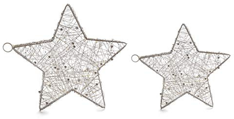 DARO DEKO Lichter-Stern Set mit LED aus Draht mit Perlenkette verziert