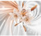 decomonkey - Papier Peint Panoramique Fleurs Lys 400x280 cm - Décoration murale – Tapisserie décorative pour chambre salon - Abstraction lueur fleurs lys nature moderne orange plantes tourbillon