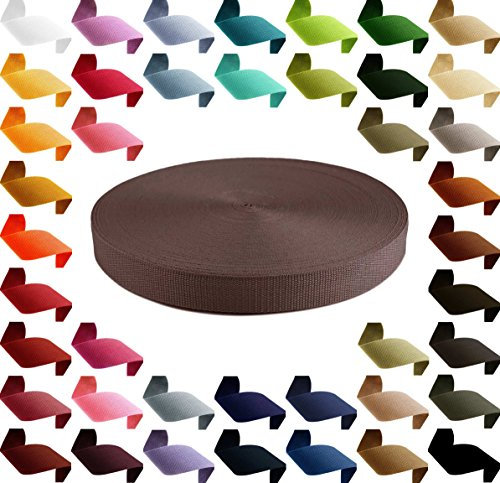 50m PP Gurtband 50mm extrem robust Polypropylen Tragband Farbwahl über 40 Farben, Gurtband:141 dunkelbraun