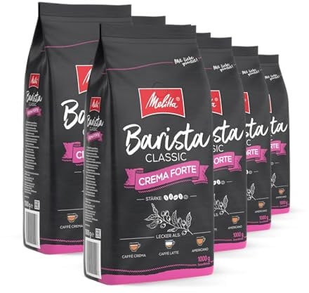 Melitta Barista Classic Crema Forte, Ganze Kaffee-Bohnen 8 x1kg, ungemahlen, Kaffeebohnen für Kaffee-Vollautomat, kräftige Röstung, Stärke 4, im Tray