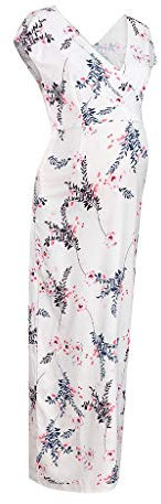 Robe Grossesse Photographie Shooting Fleur DAY8 Robe l'Été Sexy Femme Enceinte Pas Cher Robe de Soirée Boheme Longue Grossesse Photo Élégant Robe Décontractée Maternité Vêtement Grossesse (L, Blanc)