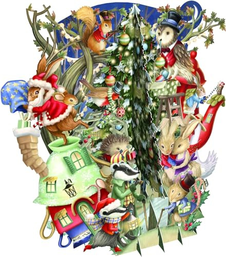 Paper D'Art 3D-Pop-Up-Weihnachtskarte mit Tiermotiven