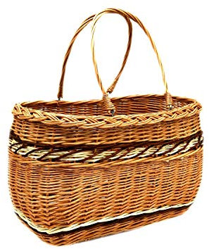 MyBer® Weidenkorb Tragekorb Korbtasche Tasche Korb aus Weide braun mit hübschem Muster K9-500