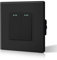 BSEED Electrical Wall Light Switch,Rocker Button wih LED Backlight,10A Toggle On/Off,Glass faceplate, Horizontal & Vertical Mounting,2 Gang 1 Way,86mm Black