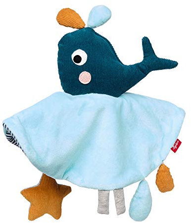 SIGIKID Mädchen und Jungen, Schnuffeltuch Wal Urban, Babyspielzeug, empfohlen ab 0 Monaten, blau, 42526
