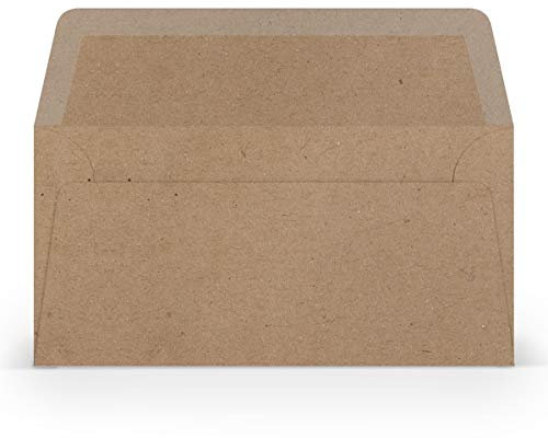 PAPERADO 50 Briefumschläge DIN lang/DL - Kraftpapier - 100 g/m² Kuvert ohne Fenster 22 x 11 cm - Umschläge mit Nassklebung gerader Klappe