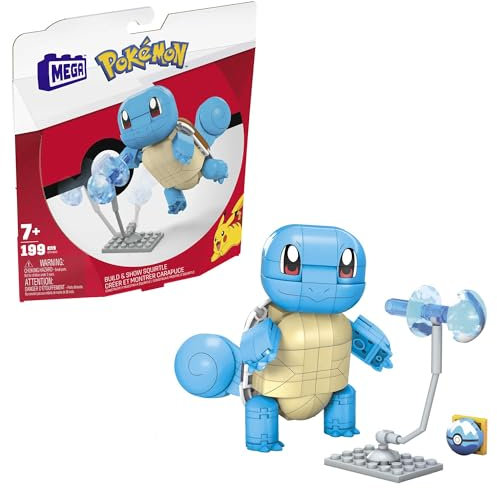 MEGA POKÉMON Bauset - bewegliche Schiggy-Figur, Pokéball und 199 kompatible Bausteine für authentische Kampfeffekte, ab 6 Jahren, GYH00