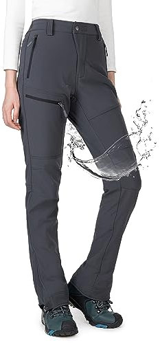 Wespornow Damen Wanderhose Wasserdicht Thermohose Gefüttert Outdoorhose Softshellhose Skihose Warm Ski Pants Women Schneehose Kletterhose Jagdhose Trekkinghose Winter Regenhose（Grau，XL）